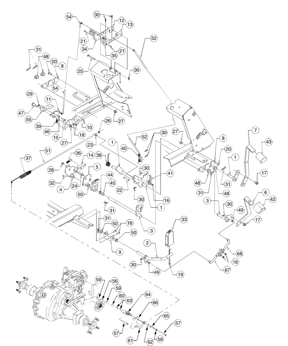 Brake And Control Pedals Diagram and Parts List for GT2544 K015-Before-13A2D7L710 Cub Cadet Lawn Tractor